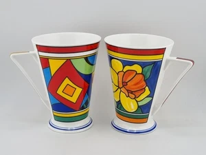 2 Art Deco Style Ceramic Mugs Wren Calypso & St Michael 2876 England Vintage VGC - Picture 1 of 13