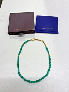 Monica Vinader Rio grüner Onyx Perlen Halskette mit 18 Karat Gold Vermil - Bild 1 von 4