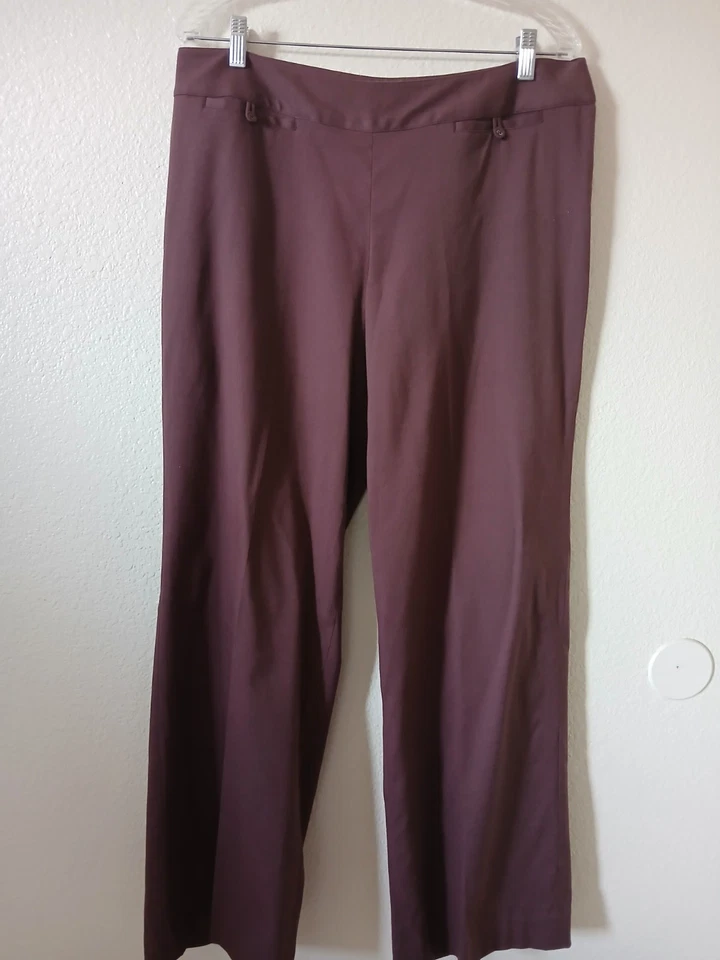 Женские брюки J. Jill 12 бордовые широкие на молнии карманы на пуговицах офисная карьера - Изображение 1 из 4