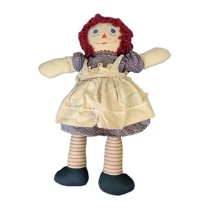Vintage Raggedy Ann Stoffpuppe rotes Garn Haar Schürze & Unterhose 1970-80er 24 Zoll - Bild 1 von 9