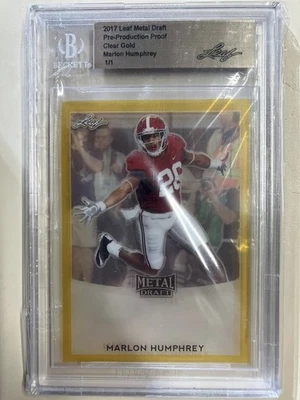 2016 Leaf Metal Draft Marlon Humphrey Clear Gold Pre-Production Proof 1/1 - Image 1 of 2