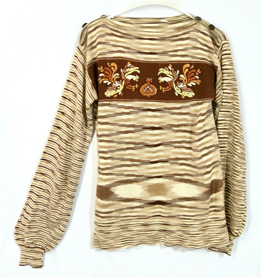 Suéter Gallo Vintage Años 70 Retro Mod Hippy Rayas Tinte Espacial Novedad M/L Foto 1 de 4