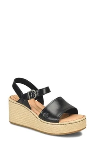 Born Santos Sandalen Leder Plateau Keilabsatz schwarz Gr. 10 NEU - Bild 1 von 7