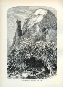 Chimney Rock Hickory-Nut Gap, Antique 1872 Appalachian Mountain Engraving, Fenn - Picture 1 of 3