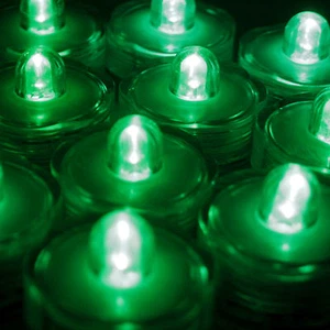 Submersible Waterproof Battery LED Tea Light ~ Wedding Decoration~Green~ 24 Pack - Picture 1 of 6