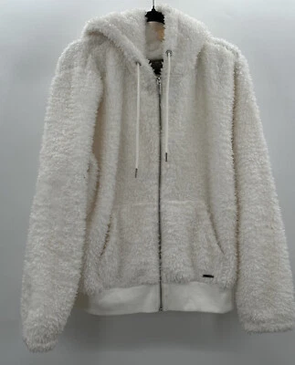 Chaqueta de bombardero Marc New York Performance de piel sintética con capucha XL blanca cremallera para mujer Foto 1 de 4
