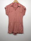 Young Fabulous & Broke Reed Romper in Coral Linen Blend Size XS Cuffed Sleeve