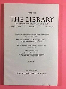 Die Bibliothek - The Bibliographical Gesellschaft - Sixth Serie Vol.6 No.2 Juni - Bild 1 von 3
