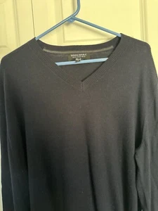 Banana Republic Men's Navy Blue Long Sleeve Sweater Italian Merino Tall Large - Picture 1 of 8