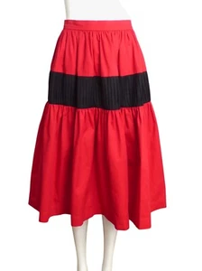 YVES SAINT LAURENT- 1980s Red & Black Cotton Skirt, Size-4 - Picture 1 of 5