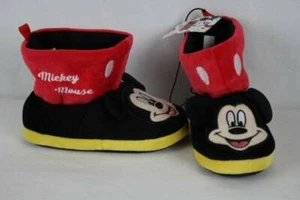 NEW Toddler Boys Mickey Mouse Booties Slippers Size 9 - 10 Slip On House Shoes - Picture 1 of 3