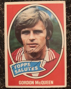 Signed Gordon McQueen Topps Salutes 1979 Manchester United Autograph Football