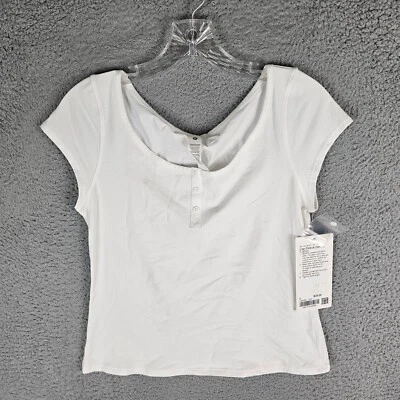 Camiseta Henley Lululemon Blanca Manga Gorra Talla Grande Nueva Con Etiquetas Foto 1 de 4