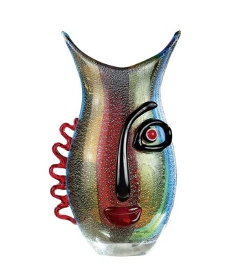 39586 Glasart Gesichtsvase Vista gestreift Glas mehrfarbig Höhe 33,5 x 12 x 21cm - Bild 1 von 2