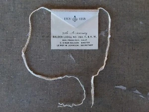 Vintage 1958 Leather Necklace Tag? 50th Freemason Balder Lodge No. 393 San Fran - Picture 1 of 2