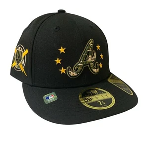 Atlanta Braves New Era MLB Armed Forces Day Low Profile Black 59FIFTY Hat 7 1/4 - Picture 1 of 9
