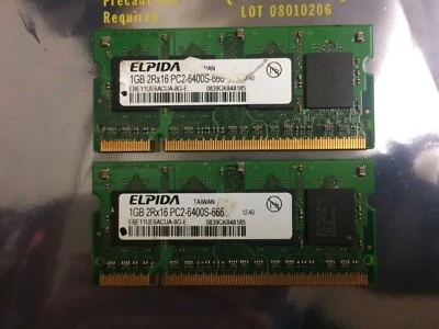 Elpida EBE11UE6ACUA-8G-E 2GB DDR2 PC2-6400S 800MHz SO 2 x 1G  - Image 1 of 3