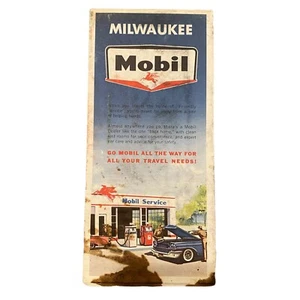 Vintage Road Map Milwaukee Mobil Wisconsin - Picture 1 of 5