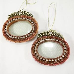 Christmas Ornaments Oval Resin Picture Frames Set of 2 - Picture 1 of 5