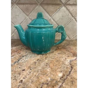 Shawnee Türkis Grün Keramik USA Markt Teekanne mit Rosetten - Bild 1 von 5