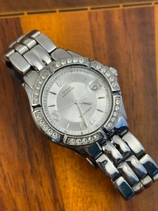 Guess Waterpro Women's Watch Date Stainless Steel Crystal Bezel 35mm-New Battery - Picture 1 of 5