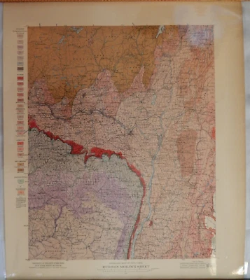 Antique Colored Map New York State Museum 1901 Geologic Hudson Mohawk Rare 25" - Image 1 of 4