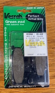 Vesrah VD 430 Brake Pads (Organic) (EBC equivalent FA-141) - Picture 1 of 1