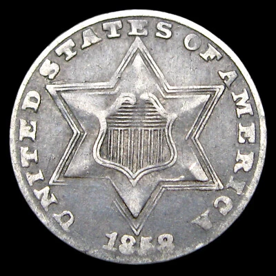 1858 Silver Three Cent Piece 3cp ---- Nice Type Coin ---- #855K - Image 1 of 2