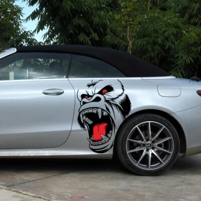 Tótem de terror mono gráficos pegatina puerta de coche vinilo calcomanía decoración de animales accesorios Foto 1 de 4