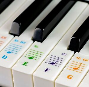 Color Piano Stickers for 49/61/ 76/88 Key Keyboards – Transparent and Removable