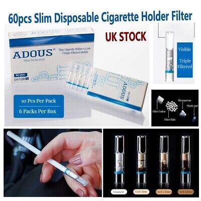 60pcs 5-6mm Slim Smoke Reduce Tar Disposable Tobacco Cigarette Holder Filter • 4.80£