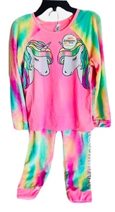 Justice Pajamas 10 Girls pink Unicorn Sleepover Shop furry warm colorful Gift - Picture 1 of 10