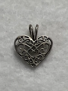 Ciondolo cuore argento sterling 925 rotolo lavoro design ciondolo cuore - Foto 1 di 6