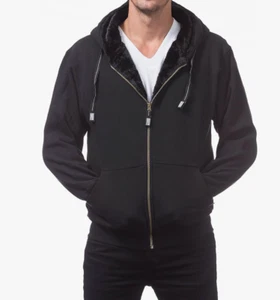 Pro Club Pile Full Zip Up Hoodie Heavyweight Fur Thick Jacket Sweatshirts - Picture 1 of 6