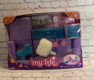 My Life As Living Room Set for 18 inch Doll 9-pcs with Light Up Lamp Purple - Picture 1 of 7