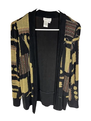 Jaqueta COLDWATER CREEK tamanho PM preta aberta dinheiro antigo silenciosa luxo elegante negócios - Imagem 1 de 3