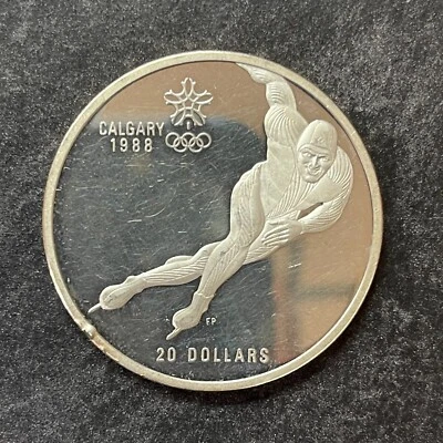 1985 $20 .925 SILVER 1988 CALGARY PROOF COIN WINTER OLYPMICS KM# 146 DAMAGED 34g - Image 1 of 4