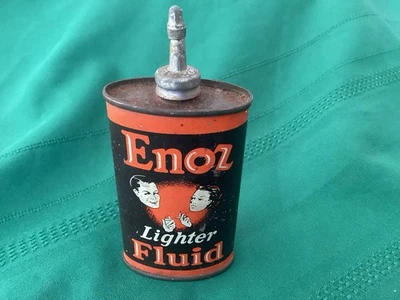 Raro encendedor Enoz de colección líquido vacío lata de metal con boquilla de plomo y tapa Foto 1 de 4