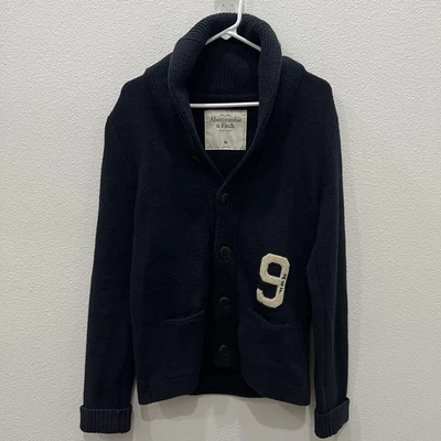 Abercrombie Mens M Navy Shawl Collar Button Cardigan Sweater Preppy Y2K Vintage - Image 1 of 4