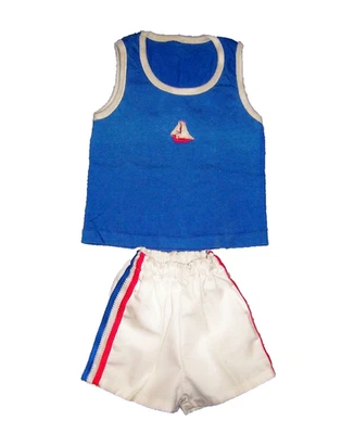 Vintage Wee Willie 70s Boys Outfit 2T Sailboat Tank Top and Shorts Americana - Image 1 of 2