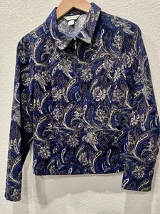 CHRISTOPHER & BANKS Paisley Unlined Multicolor Jacket Zip Front Women's Small - Picture 1 of 6