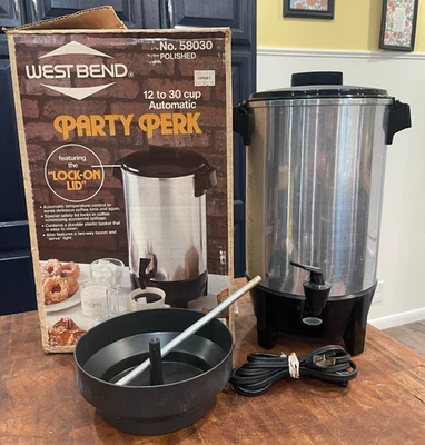 Vintage West Bend 12 to 30 Cup Party Perk Automatic Coffee Maker 58030 with Box - Image 1 of 4
