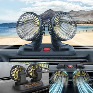 12V Car Dual Head Cooling Fan 360° Rotatable Portable Auto Truck Air Cooler Fan - Picture 1 of 10