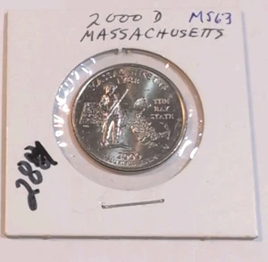 2000 D Massachusetts Washington Quarter Coin Carded  - Picture 1 of 4