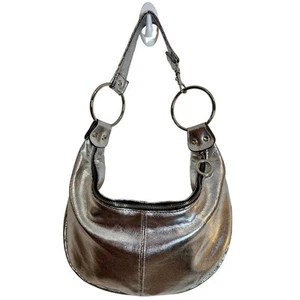 Vintage Y2K Apt 9 Metallic Silver Faux Leather Crescent Shoulder Bag - Picture 1 of 8