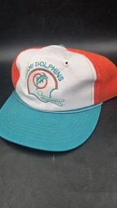 Miami Dolphins Trucker Hat Orange Snapback 70s Vintage NFL Sports Unlimited - Picture 1 of 6