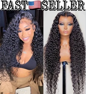 Water Wave Lace Front Perücke Echthaar 13x6 HD 180% 18" Naturfarbe - Bild 1 von 9