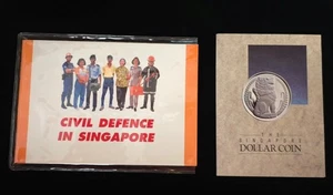 Singapur 1984 1 $ & 1991 5 $ Stempelglanz Münzen SCHÖN! - Bild 1 von 13