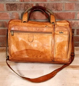 Hartmann Expandable Leather Luggage Carry On Shoulder Messenger Bag Vintage - Picture 1 of 14