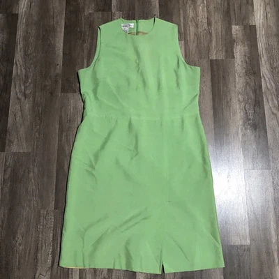 Vestido De Colección Años 80 Christian Dior Seda Cambio Hasta la Rodilla MIDI Sin Mangas Lima Talla 12 M Foto 1 de 4